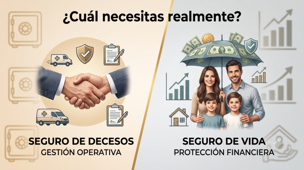 Comparativa gráfica entre Seguro de Decesos y Seguro de Vida: ¿Cuál elegir?
