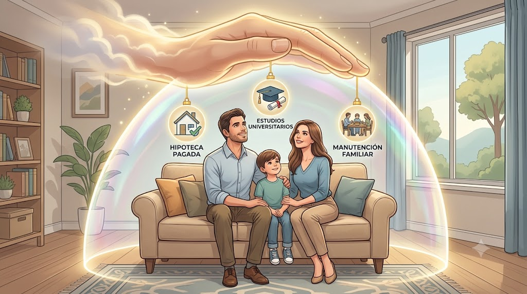 Capital indemnizatorio de un seguro de vida protegiendo el futuro financiero de una familia