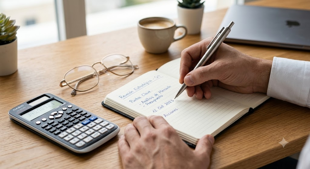 Persona calculando los costos y primas mensuales de un seguro de vida entera para gastos finales.